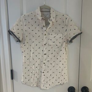 Free Planet Cream Patterned Casual Shirt